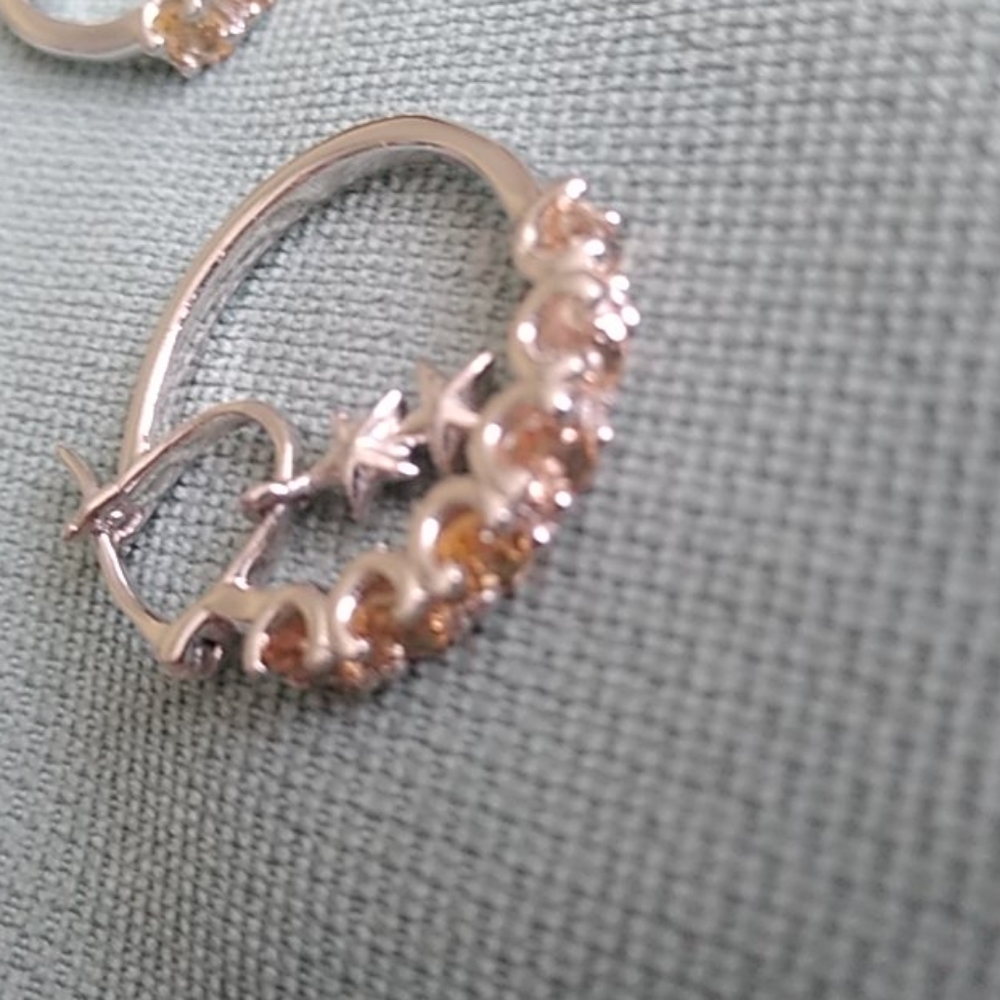 🌻💛 GOLDEN IMPERIAL TOPAZ CHARM HOOP EARRING'S 💛 - Picture 5 of 6